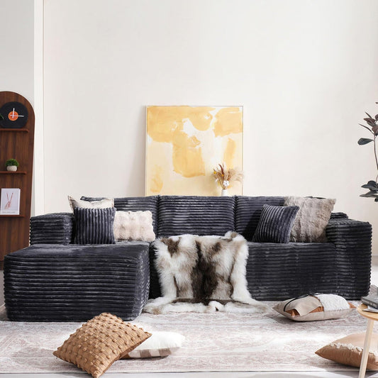 ✨Sectional Cloud Couch for Living Room, Modular Floor Sofa with Plush Corduroy, No Assembly Required