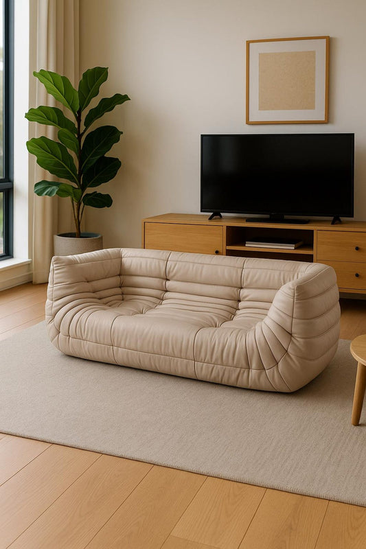 White Medium Sofa – Iconic Designer Style, Modern Low Profile Couch, Handmade Lounge Sofa, Minimalist Living Room Furniture